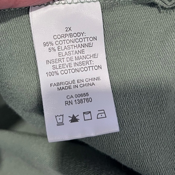 Penningtons green crewneck with English lace-style cuffs, size 2x - Picture 4 of 10